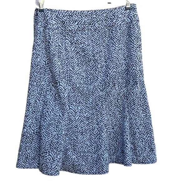 Vtg 90's Carole Little Skirt Academia Knit Godet Herringbone Panel Midi Black 12 - Picture 2 of 8